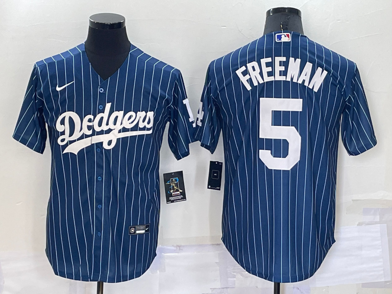 Men's Los Angeles Dodgers #5 Freddie Freeman Navy Blue Pinstripe Stitched MLB Cool Base Nike Jersey Men's Los Angeles Dodgers #5 Freddie Freeman Navy Blue Pinstripe Stitched MLB Cool Base Nike Jersey