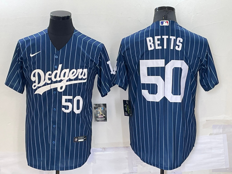 Men's Los Angeles Dodgers #50 Mookie Betts Number Navy Blue Pinstripe Stitched MLB Cool Base Nike Jersey Men's Los Angeles Dodgers #50 Mookie Betts Number Navy Blue Pinstripe Stitched MLB Cool Base Nike Jersey