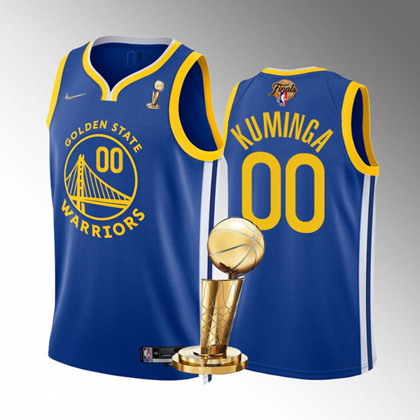 Men's Golden State Warriors #00 Jonathan Kuminga Royal 2022 NBA Finals Champions Stitched Jersey