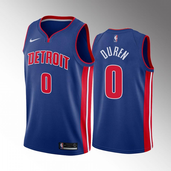 Men's Detroit Pistons #0 Jalen Duren 2022 Draft Blue Basketball Stitched Jersey