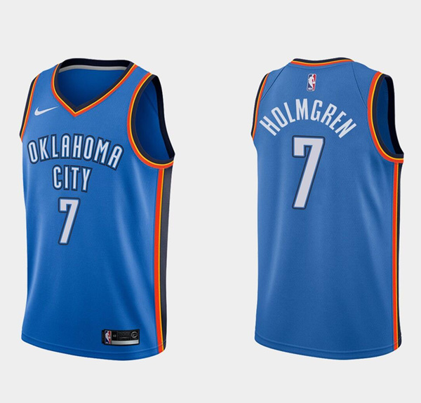 Men's Oklahoma City Thunder #7 Chet Holmgren 2022 Draft Blue Stitched NBA Jersey