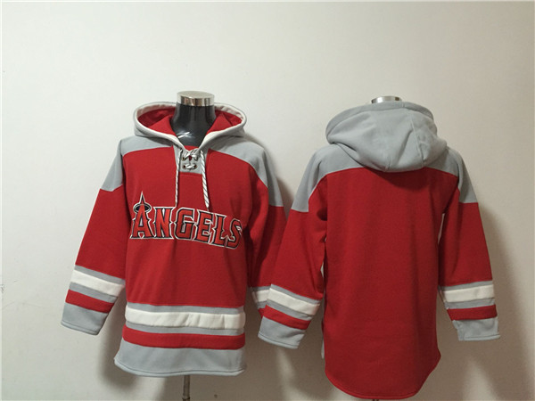 Men's Los Angeles Angels Blank Red Ageless Must-Have Lace-Up Pullover Hoodie