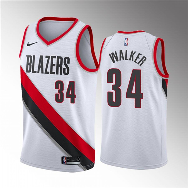 Men's Portland Trail Blazers #34 Jabari Walker White Association Edition Stitched Basketball Jersey