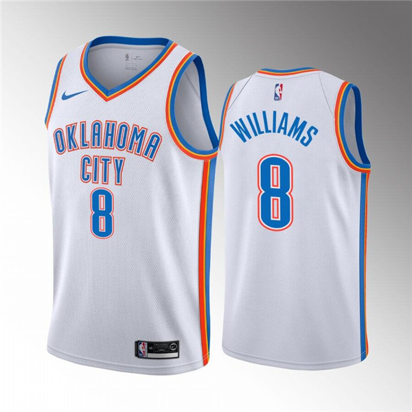 Men's Oklahoma City Thunder #8 Jalen Williams White Association Edition Stitched Basketball Jersey