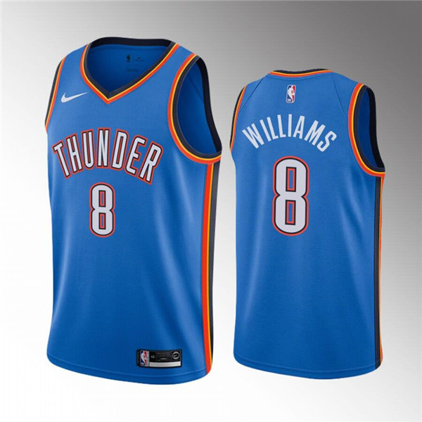 Men's Oklahoma City Thunder #8 Jaylin Williams Blue Icon Edition Stitched Basketball Jersey