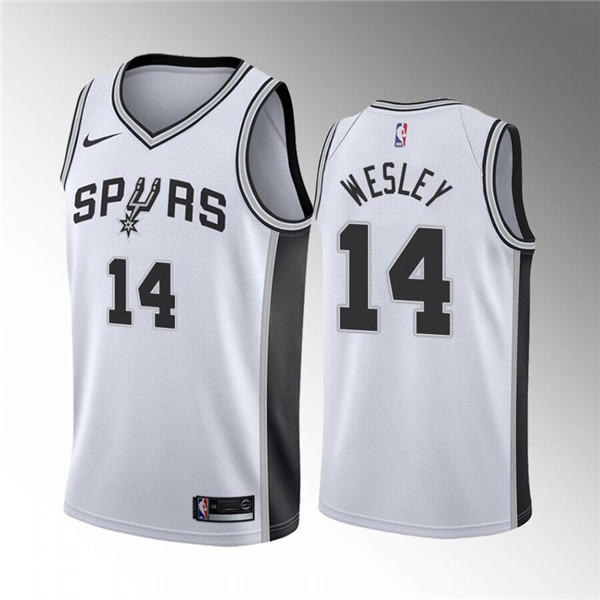 Men' San Antonio Spurs #14 Blake Wesley White Association Edition Stitched Jersey