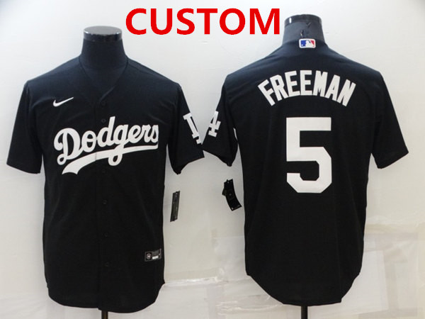 Men's Los Angeles Dodgers Custom Black Cool Base Stitched Baseball Jerseys