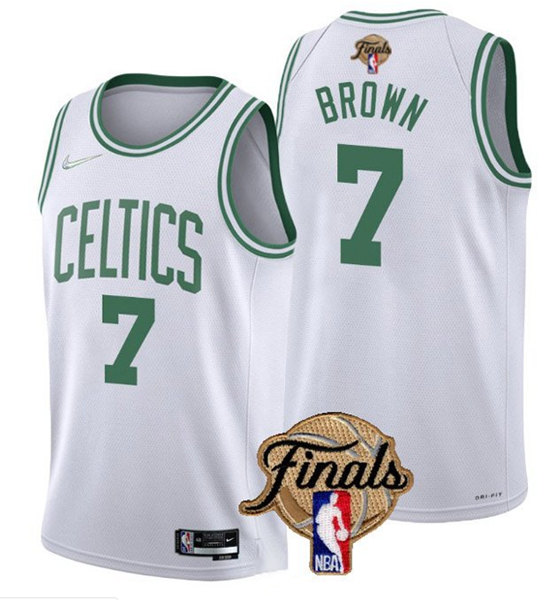 Men's Boston Celtics #7 Jaylen Brown White 2022 Finals Stitched Jersey