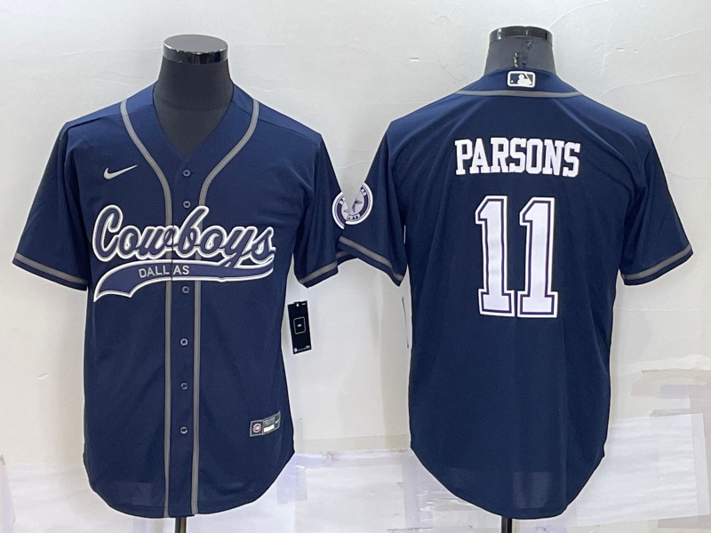 Men's Dallas Cowboys #11 Micah Parsons Navy Blue Stitched Cool Base Nike Baseball Jersey
