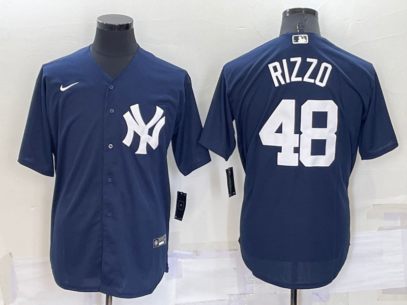 Men's New York Yankees #48 Anthony Rizzo Navy Blue Stitched Nike Cool Base Throwback Jersey