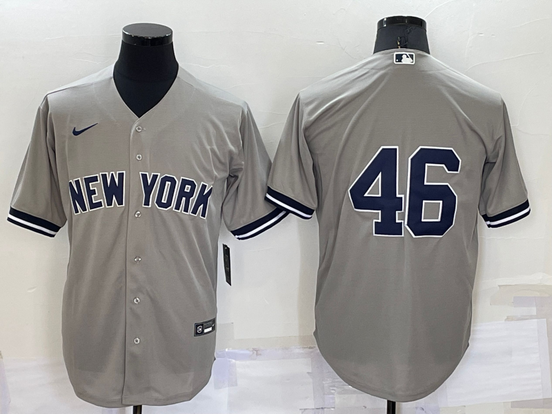 Men's New York Yankees #46 Andy Pettitte Grey No Name Stitched MLB Cool Base Nike Jersey