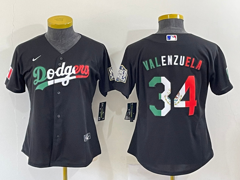 Women's Los Angeles Dodgers #34 Toro Valenzuela Mexico Black Cool Base Stitched Baseball Jersey