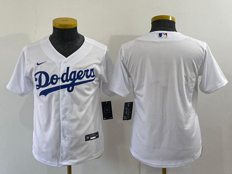 Youth Los Angeles Dodgers Blank White Stitched MLB Cool Base Nike Jersey