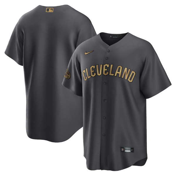 Men's Cleveland Guardians Blank Charcoal 2022 All-Star Cool Base Stitched Baseball Jersey