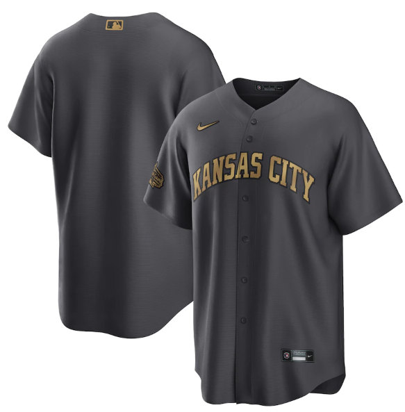 Men's Kansas City Royals Blank Charcoal 2022 All-Star Cool Base Stitched Baseball Jersey