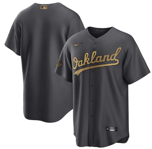 Men's Oakland Athletics Blank Charcoal 2022 All-Star Cool Base Stitched Baseball Jersey