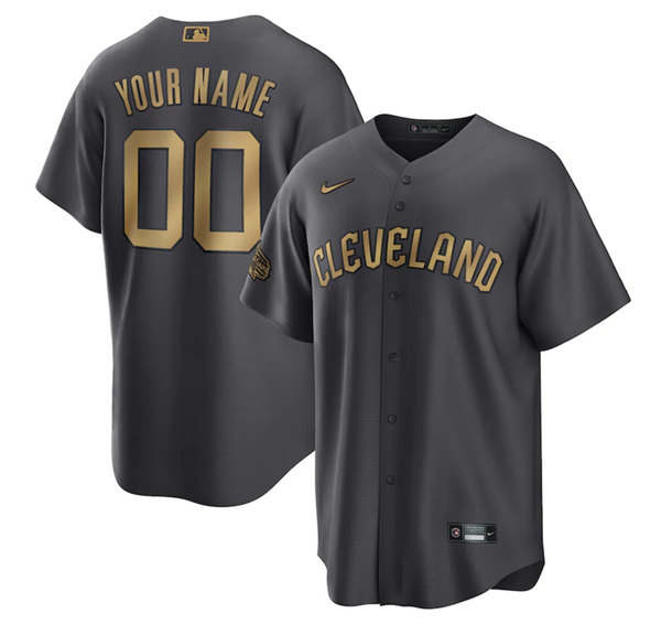 Men's Cleveland Guardians Active Player Custom Charcoal 2022 All-Star Cool Base Stitched Baseball Jersey