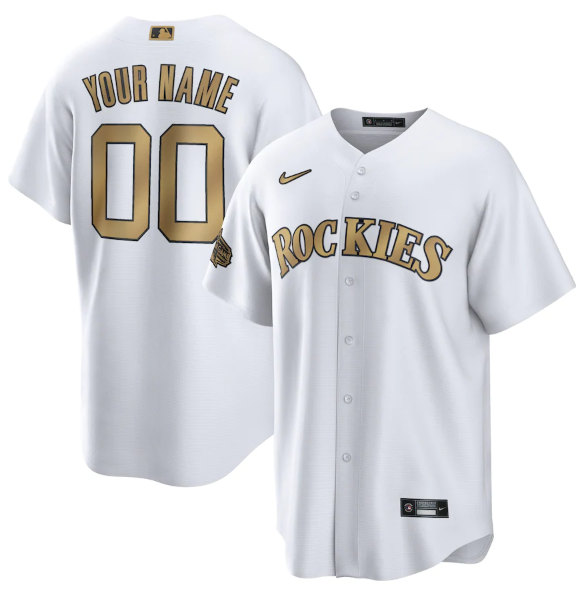 Men's Colorado Rockies Active Player Custom White 2022 All-Star Cool Base Stitched Baseball Jersey