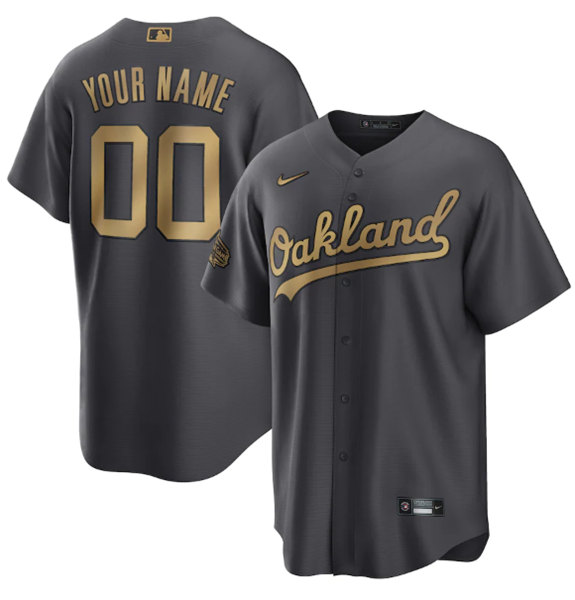 Men's Oakland Athletics Active Player Custom Charcoal 2022 All-Star Cool Base Stitched Baseball Jersey