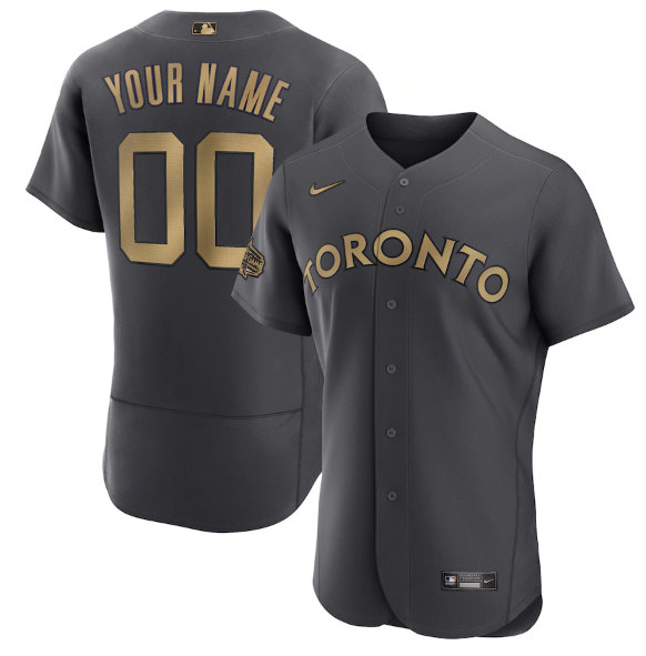Men's Toronto Blue Jays Active Player Custom Charcoal 2022 All-Star Flex Base Stitched MLB Jersey