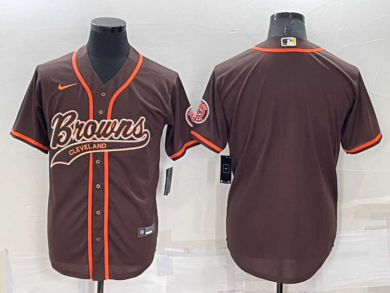Men's Cleveland Browns Blank Brown Stitched MLB Cool Base Nike Baseball Jersey