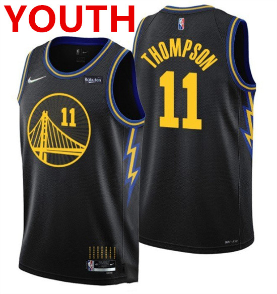 Youth Golden State Warriors #11 Klay Thompson 75th Anniversary Black Stitched Basketball Jersey