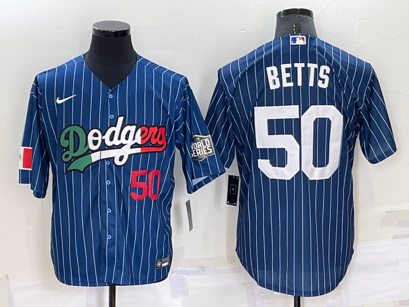 Mens Los Angeles Dodgers #50 Mookie Betts Number Navy Blue Pinstripe 2020 World Series Cool Base Nike Jersey Mens Los Angeles Dodgers #50 Mookie Betts Number Navy Blue Pinstripe 2020 World Series Cool Base Nike Jersey