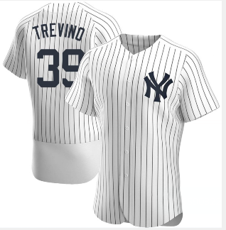 Men's New York Yankees #39 Jose Trevino White Stitched MLB Flex Base Nike Jersey