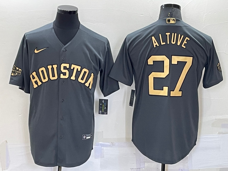Men's Houston Astros #27 Jose Altuve Grey 2022 All Star Stitched Cool Base Nike Jersey