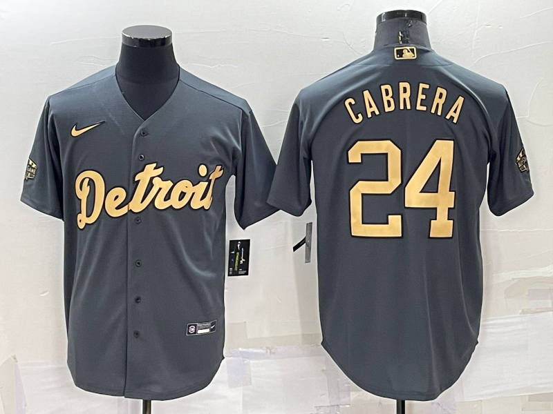 Men's Detroit Tigers #24 Miguel Cabrera Grey 2022 All Star Stitched Cool Base Nike Jersey