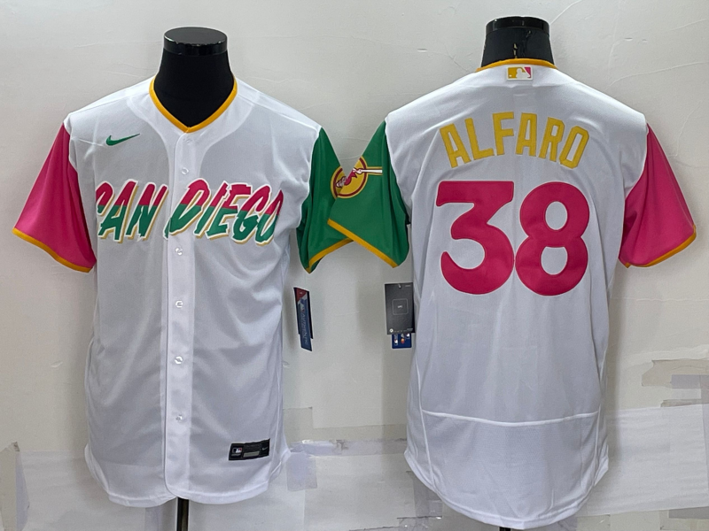 Men's San Diego Padres #38 Jorge Alfaro White 2022 City Connect Flex Base Stitched Jersey