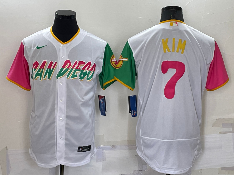 Men's San Diego Padres #7 Ha Seong Kim White 2022 City Connect Flex Base Stitched Jersey