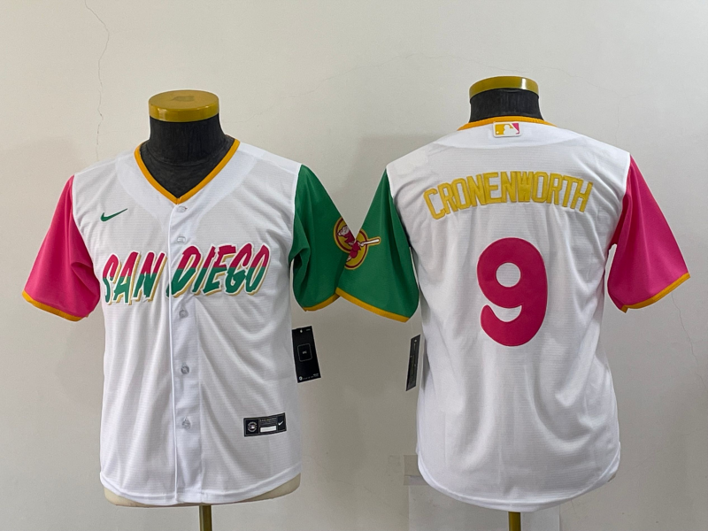 Youth San Diego Padres #9 Jake Cronenworth White 2022 City Connect Cool Base Stitched Jersey