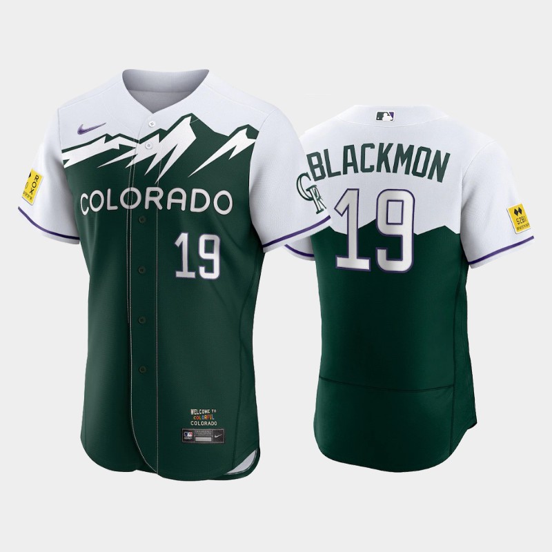 Men's Colorado Rockies #19 Charlie Blackmon 2022 Green City Connect Flex Base Stitched Jersey