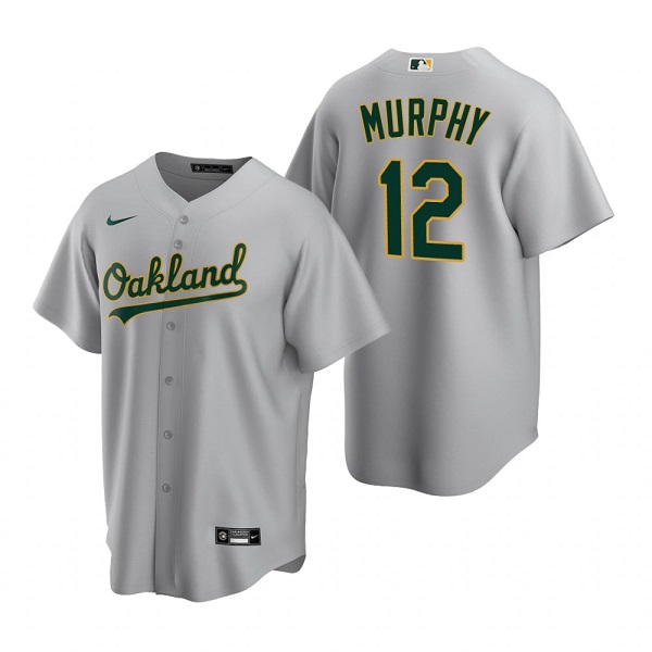 Men's Oakland Athletics #12 Sean Murphy Grey Cool Base Stitched Jersey