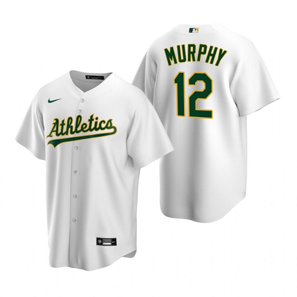 Men's Oakland Athletics #12 Sean Murphy White Cool Base Stitched Jersey