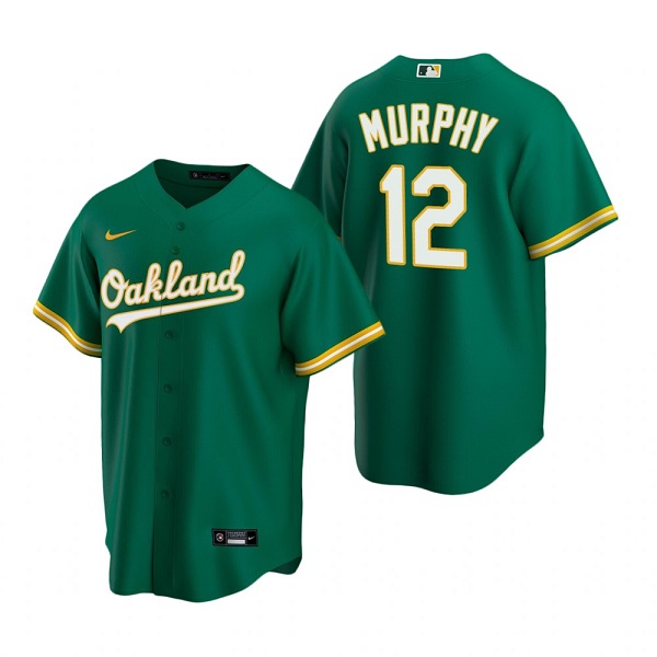 Mens Oakland Athletics #12 Sean Murphy Green Cool Base Stitched Jersey
