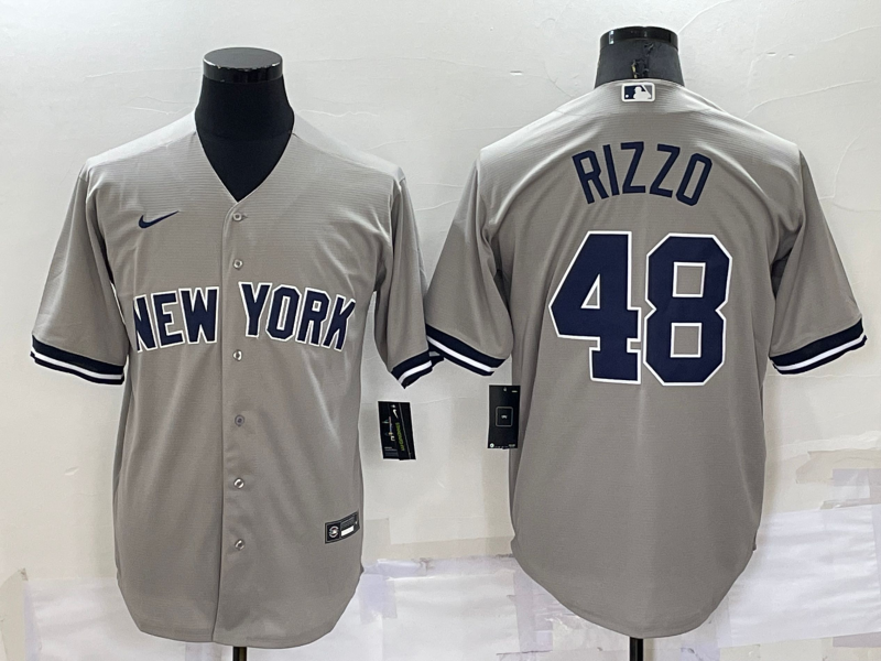 Men's New York Yankees #48 Anthony Rizzo Grey Stitched MLB Nike Cool Base Throwback Jersey