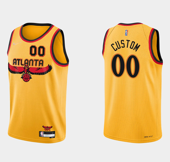 Men's Atlanta Hawks Custom Yellow NEW Nike 2021 Swingman Throwback Jersey