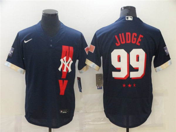 Mens New York Yankees #99 Aaron Judge Stitched Nike Navy 2021 MLB All-Star Game American League Jersey