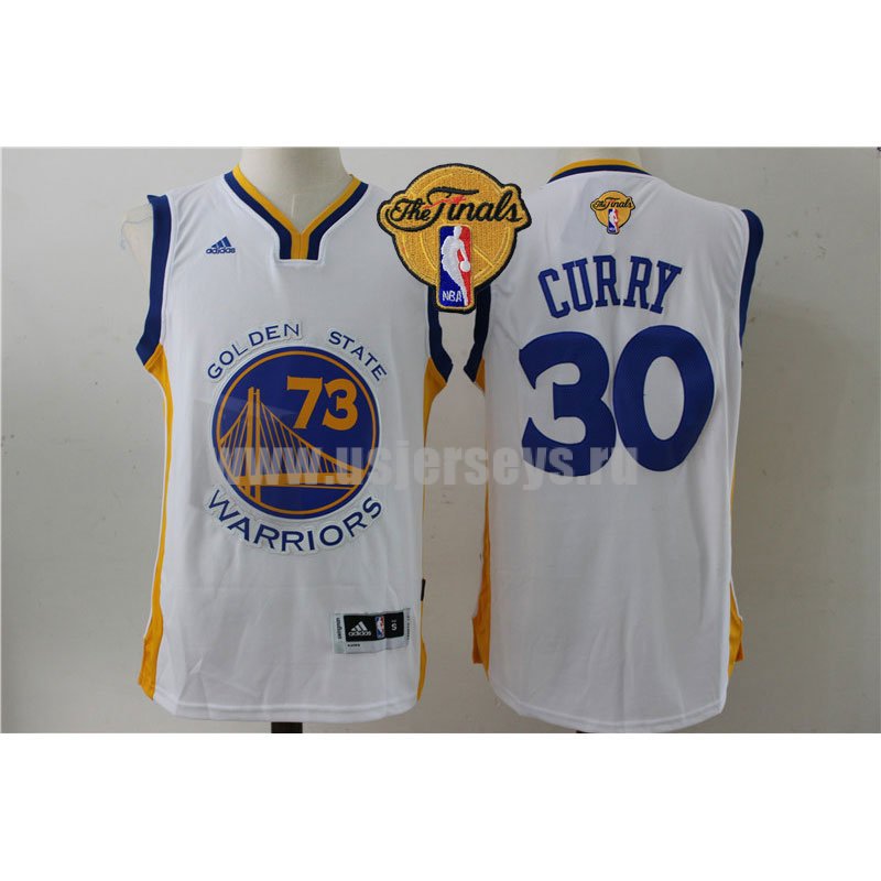 Men's Golden State Warriors #30 Stephen Curry White stitched 2016 The Finals Record-Breaking Season 73 Wins Swingman NBA Jersey