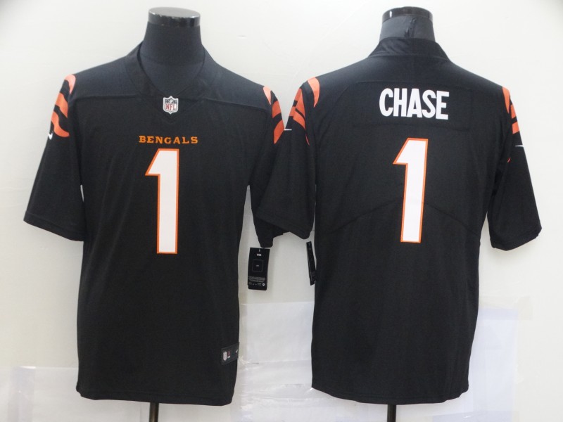 Men's Cincinnati Bengals #1 Ja'Marr Chase 2021 Nike Black Vapor Limited Jersey