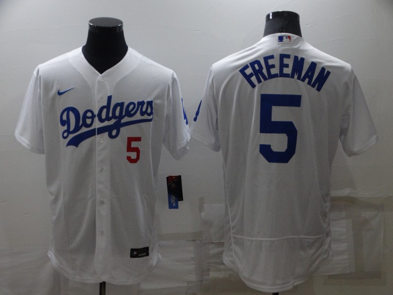 Men's Los Angeles Dodgers #5 Freddie Freeman White Flex Base Stitched Jersey
