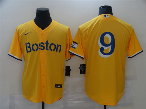 Men's Boston Red Sox Retired Player #9 Ted Williams Yellow 2021 Nike MLB City Connect Jersey