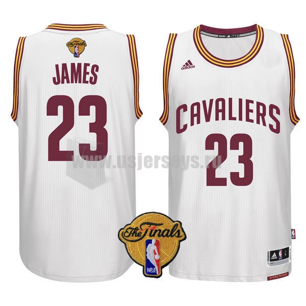 Men's Cleveland Cavaliers #23 LeBron James White Stitched 2016 The Finals Home Swingman NBA Jersey