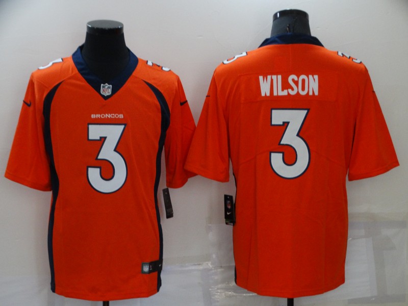 Men's Denver Broncos #3 Russell Wilson Orange Vapor Untouchable Limited Stitched Jersey