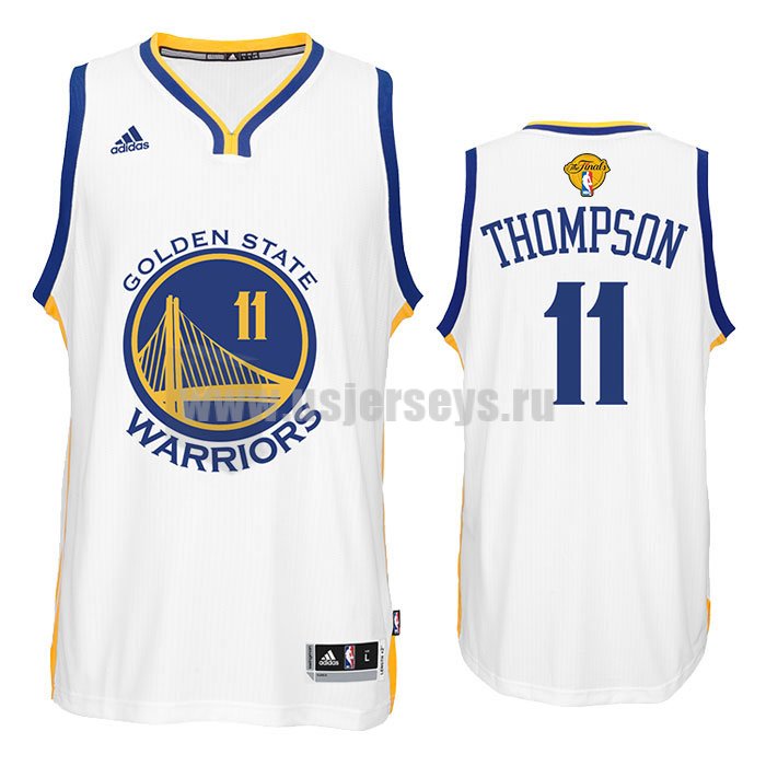 Men's Golden State Warriors #11 Klay Thompson White Stitched 2016 The Finals Home Swingman NBA Jersey