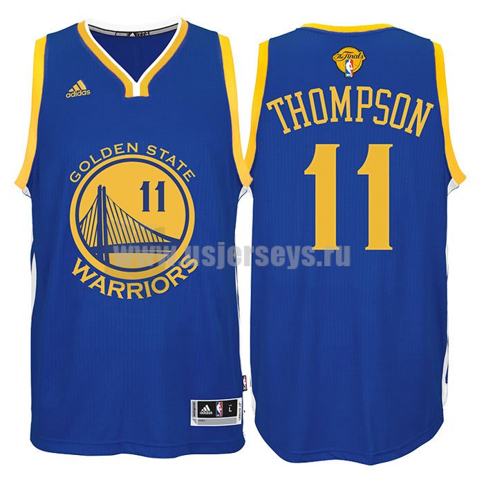 Men's Golden State Warriors #11 Klay Thompson Royal Blue Stitched 2016 The Finals Road Swingman NBA Jersey