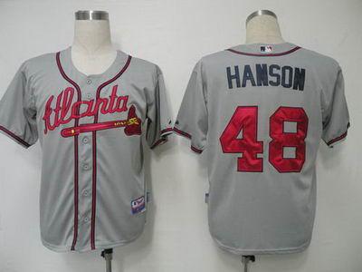 Atlanta Braves 48 Hanson Grey Cool Base Kids MLB Jerseys Cheap
