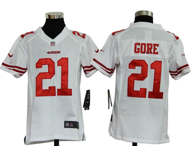 Kids Nike San Francisco 49ers #21 Frank Gore White Nike NFL Jerseys Cheap